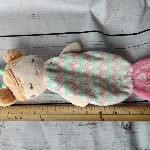 Douglas Baby Lovey Teether Plush Mermaid Doll Soft Security Blanket Pink & Mint - Picture 8 of 8